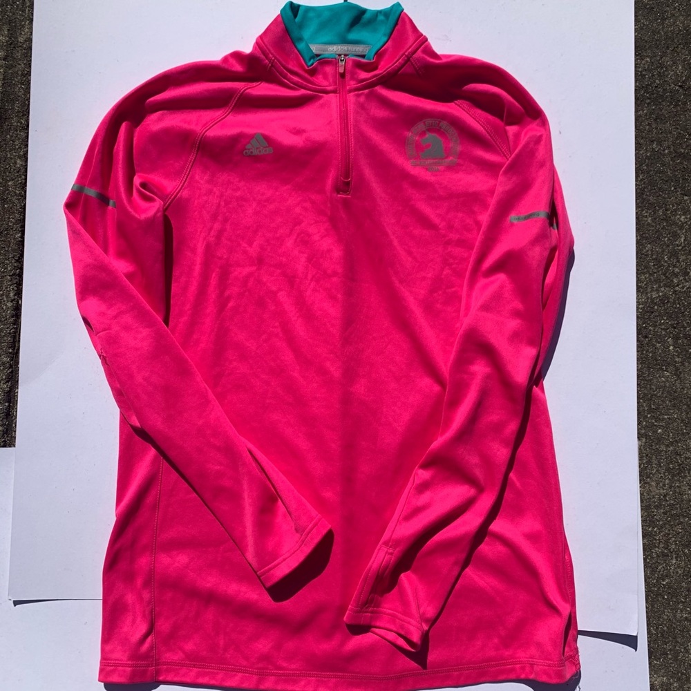 Adidas zip neck running shirt Boston Marathon XL